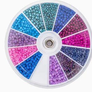 2000pcs Fashion Glass Seed Beads Kit, 12 Grids Assorted  Beads